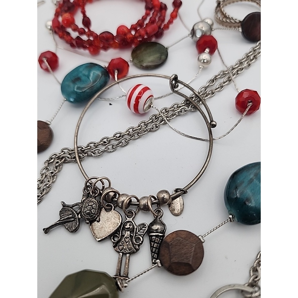 Vintage to Modern Costume Fashon Jewelry Lot Mixed Ethnic Beads 80s Charm Wear - Picture 5 of 16